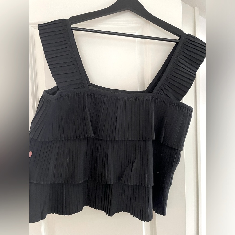 J Crew black pleated top.